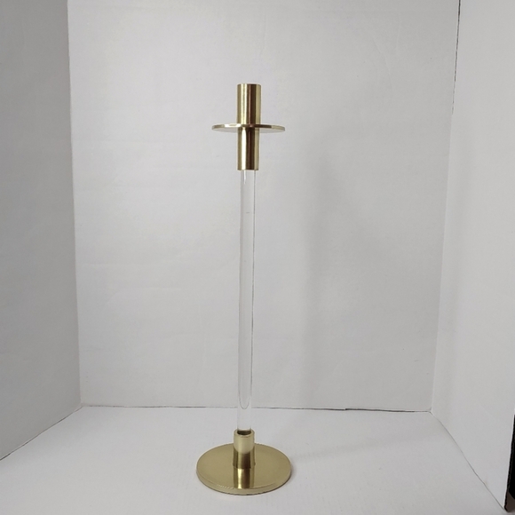 Creative Co-op tall acrylic/gold taper candle holder. - Picture 7 of 7